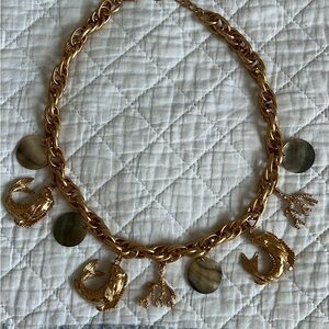 Zara Gold Fish Charm Necklace